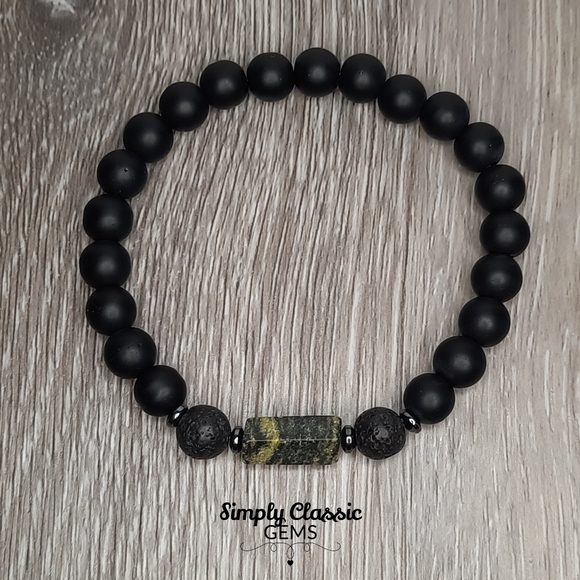 Green serpentine stone bracelet - Picture 3 of 4